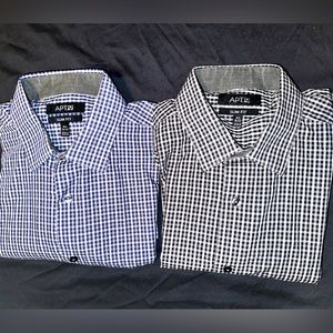 Apt 9 Slim Fit Blue White Black White Plaid Dress Shirt Men’s sz 16 1/2